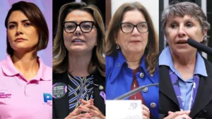 Michelle Bolsonaro (PL), Leila Barros (PDT), Bia Kicis (PL) e Erika Kokay (PT) • Divulgação, Carlos Moura/Agência Senado, Renato Araújo / Câmara dos Deputados e Kayo Magalhães / Câmara dos deputados