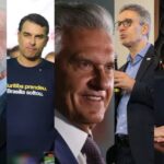 Da esquerda para a direita: Lula, Flávio Bolsonaro, Ronaldo Caiado, Romeu Zema e Renan Santos (Fotos: Divulgação)